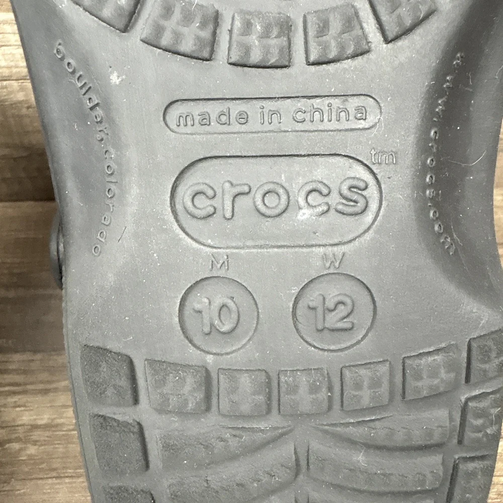 Crocs Classic Comfort Gray Black Mens US Size 10 Clogs